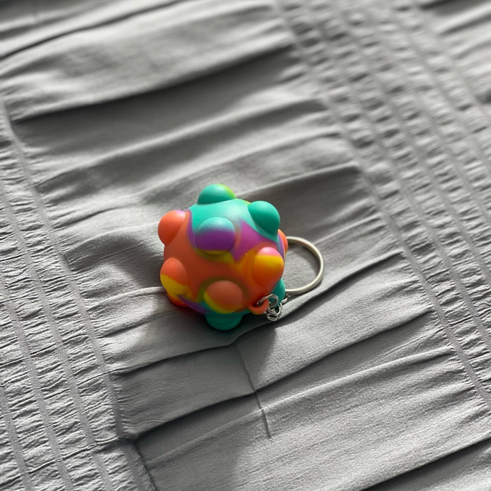 Soccer keychain, push pop sensory keychain toy, stress relief and anxiety toy